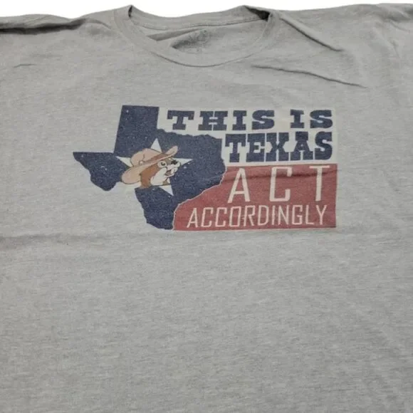 Buc-ee's Shirt Size XL This Is Texas Act Accordingly Graphic Print T-Shirt Gray - Picture 3 of 6